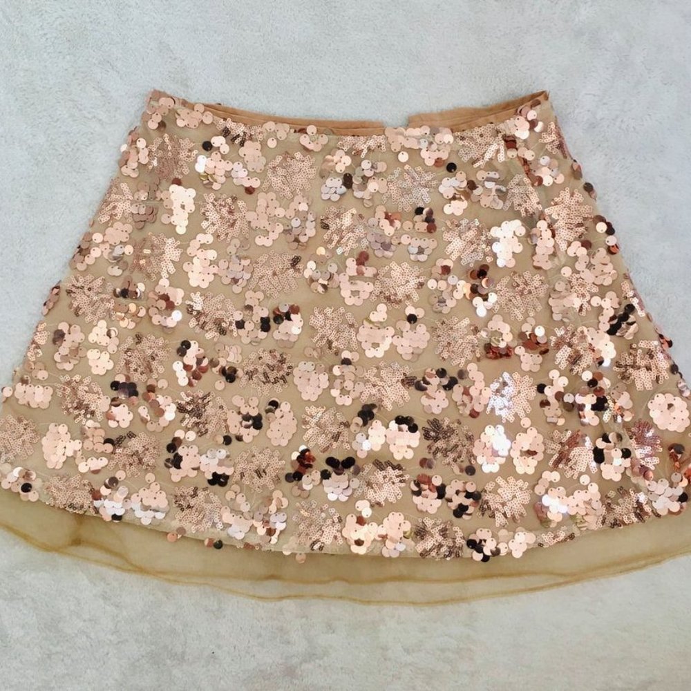 Showpo Size Small Pink Sequin Mini Skater Skirt